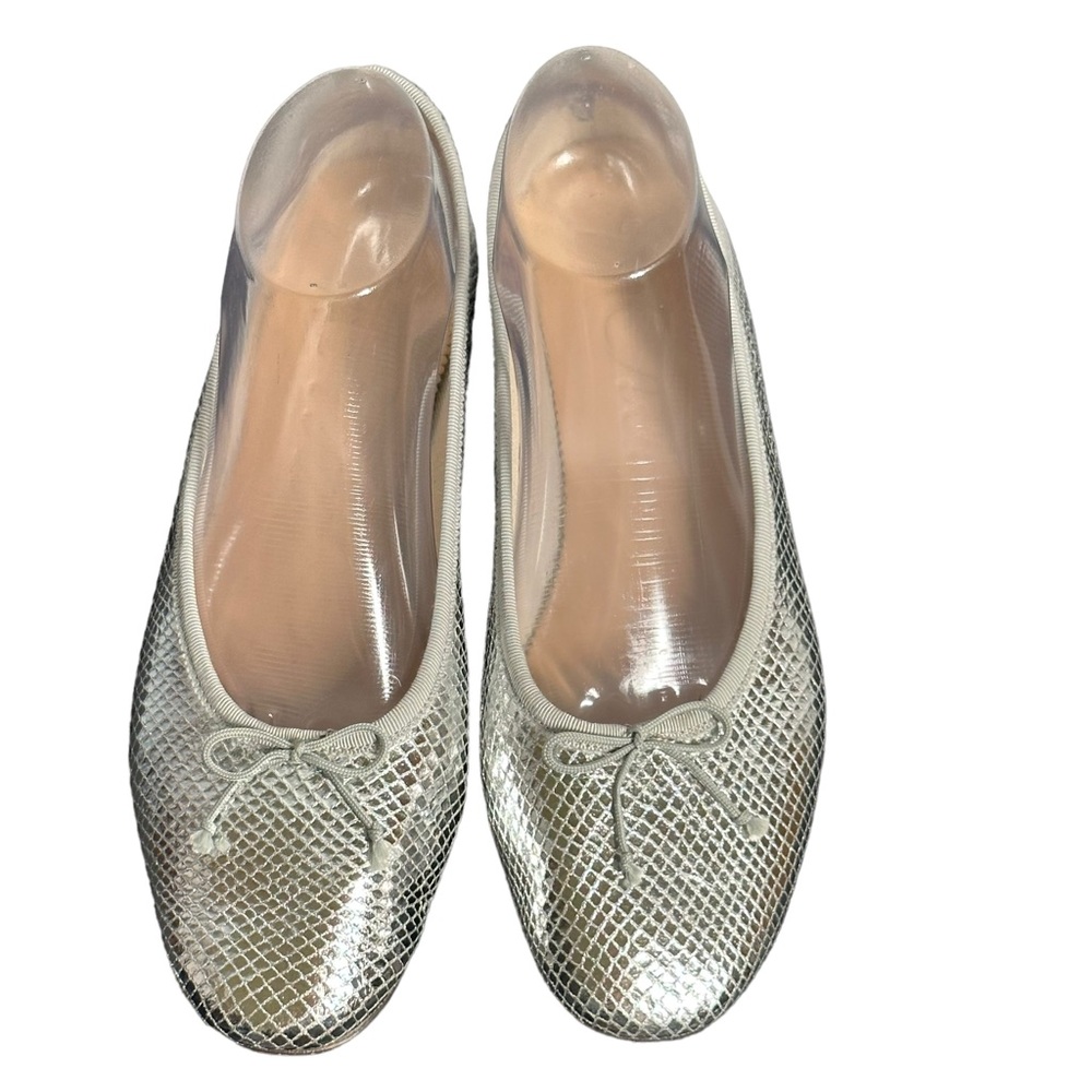 J.Crew Womens $148 Zoe Ballet Flats Snake Embossed Italian Leather Size 9